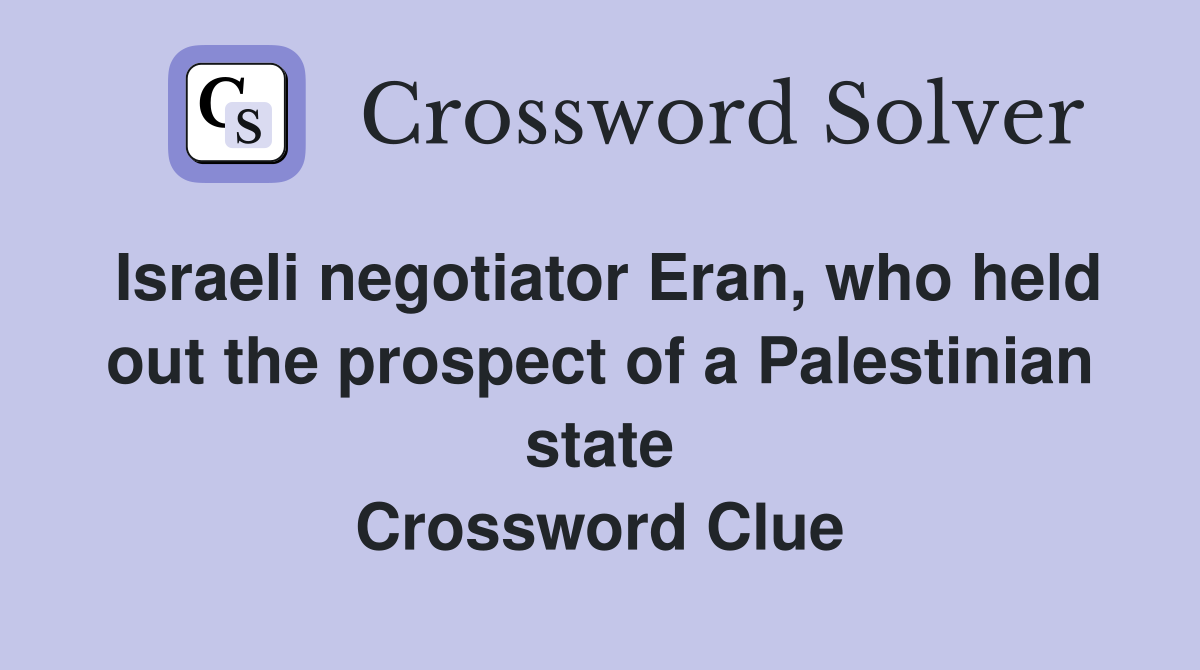 Israeli negotiator Eran, who held out the prospect of a Palestinian